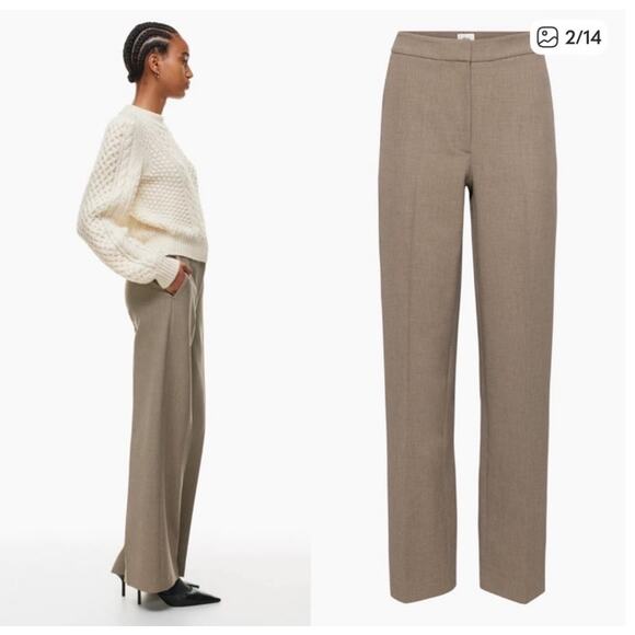 Aritzia Wilfred Alanya Wide Leg High Rise Pant Taupe Sz 2 Business Casual Office - Picture 3 of 9